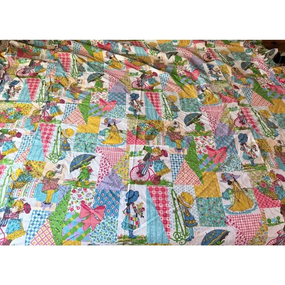 Holly Hobbie Vintage Twin Flat Bedspread Top Sheet 70s Cottagecore Bedding